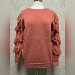 Orange frill sleeve sweater